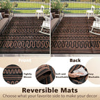 Beeiva Outdoor Area Rug, 6x9 Large Outdoor Rug Waterproof, Reversible Plastic Indoor Outdoor Rug for Deck, Balcony, Backyard, Porch, Camping, Picnic - Black/Brown