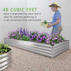 2PCS 12x4x1FT Galvanized Raised Garden Bed Kit,Vegetable Boxes-Rectangle Metal Flower Box,Large Planter Raised Beds Outdoor Garden for Planting,Fruit,Herb-Sliver