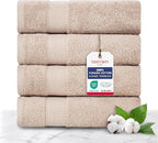 TEXTILOM 100% Turkish Cotton 4 Pcs Hand Towel Set, Luxury Hand Towels for Bathroom, Soft & Absorbent Bathroom Hand Towels Set (16 x 28 inches)- Beige