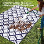 OLANLY Reversible Outdoor Rug 5x8 ft Clearance, Waterproof Outdoor Plastic Straw Rug with Interlacing Pattern, RV Mat for Patio, Camping, Balcony, Deck, Backyard, Navy & White