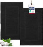 TEXTILOM Luxury 2 Pack Banded Cotton Bath Mats for Bathroom Floor [ Hotel, Spa, Tub, Shower Bath Mat Floor Towel Set ], Machine Washable & Soft & Absorbent & Quick Dry (20''x34'')- Black