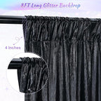 9.6x8FT Black Sequin Curtains: Photo Backdrop Drapes 2 Pieces 4.8x8FT Birthday Backdrop for Hallween Decorations Arch Backdrop