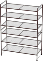 SIMPLE HOUSEWARE 3-Tier Stackable Mesh Shoe Rack, Bronze