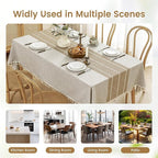 puredown® Rustic Square Tablecloth, Waterproof Cotton Linen Tablecloth with Tassel, Wrinkle Free Farmhouse Table Cloths for Kitchen Dining Outdoor, 55"x55",4 Seats, Coffee