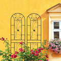Metal Garden Trellis Rustproof Trellis for Climbing Plants Outdoor Flower Support Peacock Style (Black-2 Pack, 86.7"x19.7")