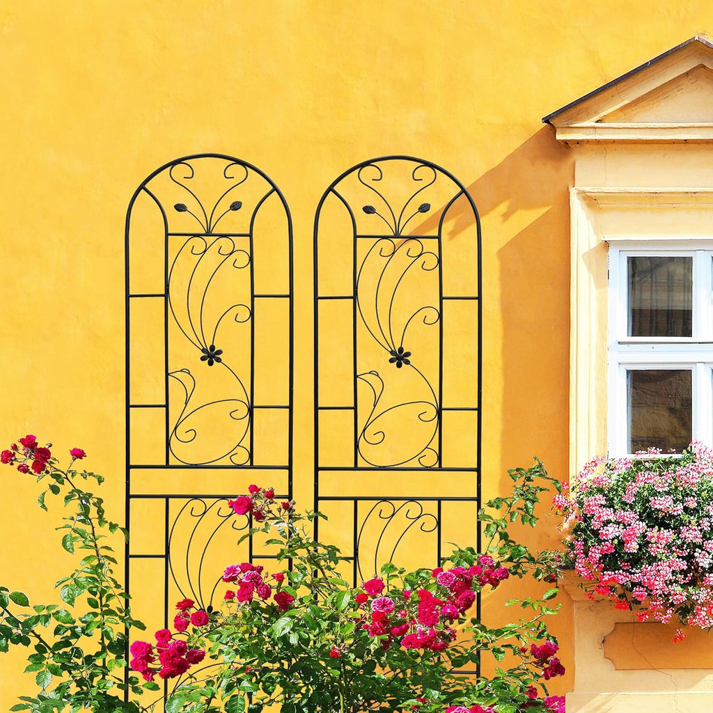 Garden Trellises, 4 Pack Black Metal Coated Rustproof Trellis for Climbing Plants Outdoor, Roses, Vines, Flowers, and Vegetables-86.7" x 19.7"