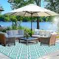 Wallona Outdoor Rugs 8x10 ft Patio Waterproof Clearance Indoor Outdoor Large Carpet for Patio Plastic Straw Reversible Area Rugs Mat for RV, Camping, Balcony, Beach, Picnic, Porch, Brick Green & White