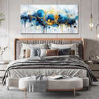JKWALL77 Big Wall Paintings for Living Room - Blue Abstract Canvas Wall Art - Modern Wall Decor Ready to Hang Size 29" x 59"