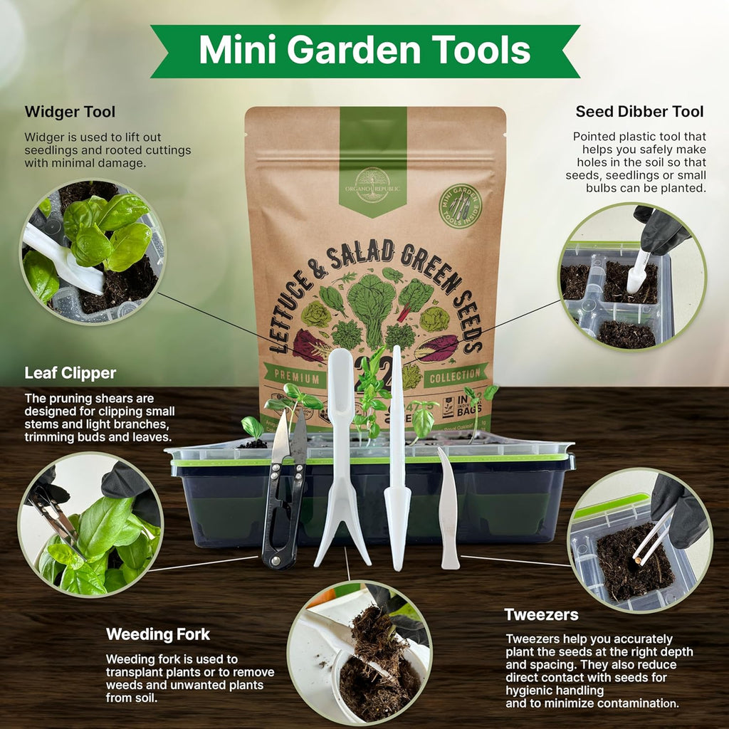 Organo Republic 22 Lettuce & Salad Greens Seeds Variety Pack 24,700+ Non-GMO Heirloom Lettuce Seeds for Indoor & Outdoor Garden, Hydroponics, Aerogarden - Arugula, Kale, Spinach, Swiss Chard, Lettuce