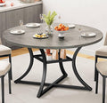 IRONCK 47.2" Round Dining Table for 4, Wood Kitchen Table with Storage Shelf for Dining Room, Dinner Table with Wooden Tabletop and Metal Base, Gray