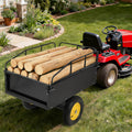 Garvee Heavy Duty Tow Behind ATV Trailer Steel Dump Cart 500 LB, 10-Cubic Feet Capacity Garden Utility Trailer with Removable Tailgate for Riding Lawn Mower Tractor