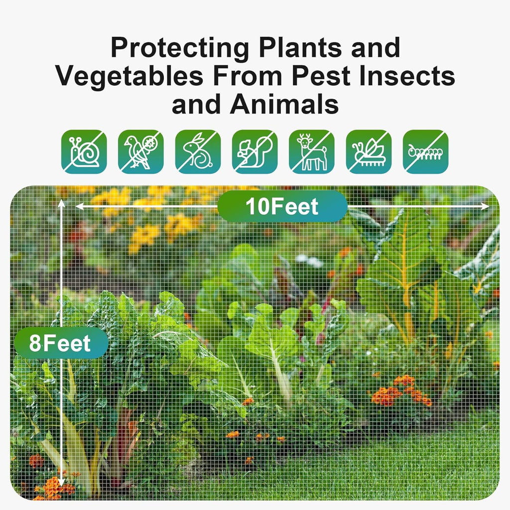 Garden Netting Pest Barrier: 8'x10' Fine Bug Netting for Garden Protection Row Cover Raised Bed Screen Mesh Greenhouse Mosquito Net, Protecting Tree Plants Vegetable Flowers Fruits