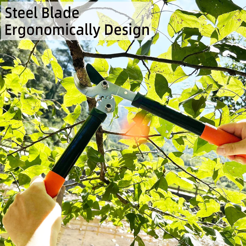 Loppers Tree Trimmer Branch Cutter with Powerful Gear Action, Super Pruner Tree Clippers Tree Pruner, Chops Thick Branches Ease, Sharp Steel Blade with 1.3 Inch Cutting Capacity(15 Inch)