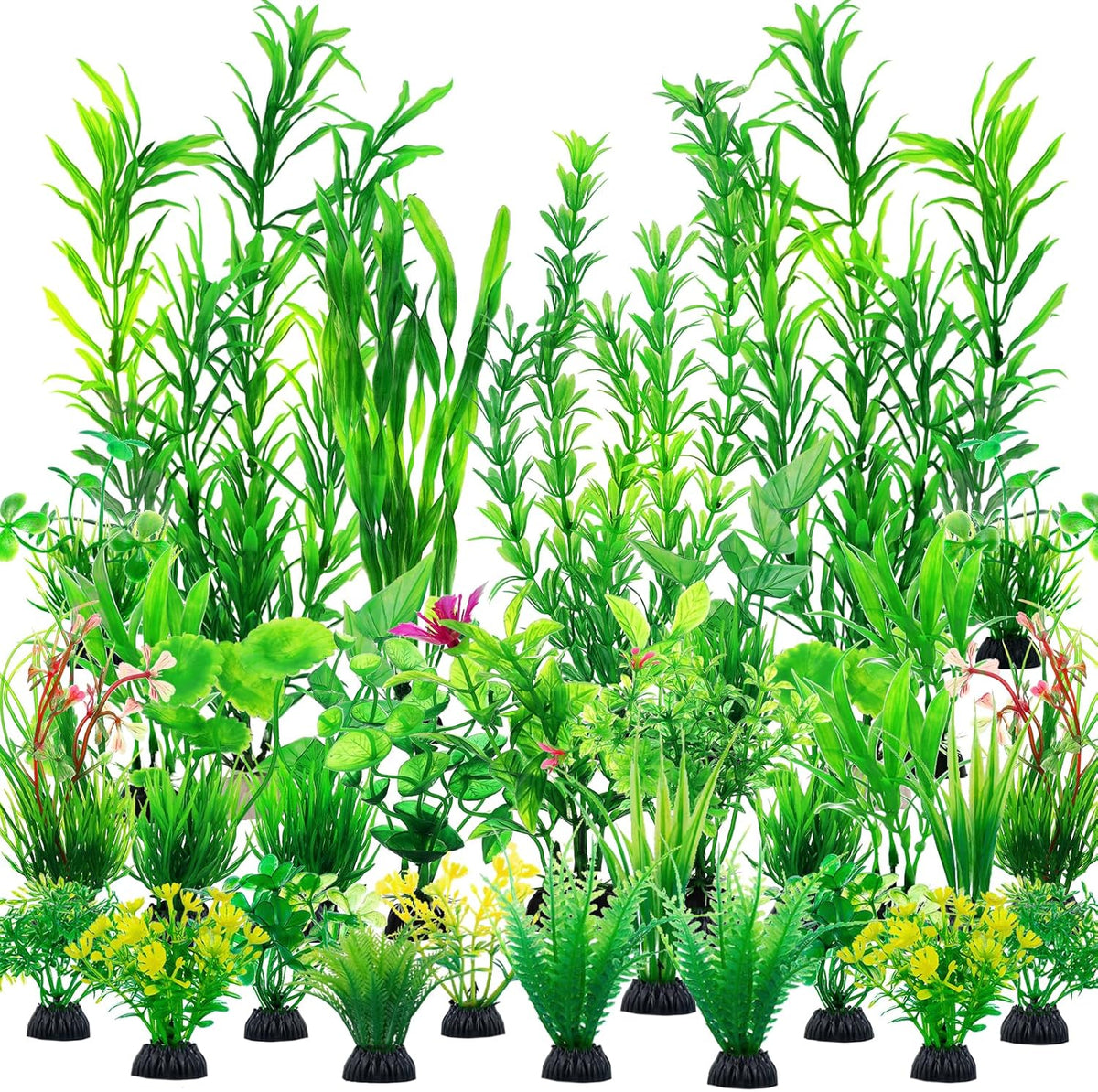 CousDUoBe 30pcs Fish Tank Accessories Aquarium Decorations Green Plants, Fish Tank Decor, Aquarium Decor Plastic Plants
