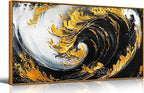 SIXTTART Abstract Black and White Wall Art for Living Room - Gold Modern Wall Art for Office - Framed Canvas Wall Art for Bedroom Size 20" x 40"