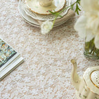 Lace Tablecloth Leaf Pattern Warp Knitting Fabric Solid White Rectangle/Oblong Table Cover for Kitchen Dining Farmhouse Wedding Party Decor Ivory, 52x70 Inch