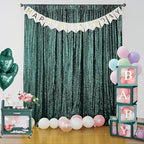 Sugargirl Dark Green Sequin Backdrop Curtain 4 Panels 2FTx8FT Glitter Dark Green Background Drapes Sparkle Photography Backdrop for Party Wedding Birthday Wall Decoration
