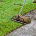 15 Inch Wide Bow Rake, 16 Steel Tines Metal Head Rake Tool with Stainless Steel Handle, Adjustable Long Handle Garden Rake for Loosening Soil Leveling Mulch Gathering Lawns Leaves
