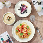 E-far Stoneware Dinnerware Sets, 12-Piece Plates and Bowls Dish Set for 4, Kitchen Modern Dinning Dishware, Chip and Scratch Resistant, Microwave & Dishwasher Safe, Speckled White
