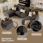 Furmax Sectional Couches for Living Room, U-Shaped Sofa Couch with Linen Fabric, 4 Seat Sofa Set with Double Chaise for Apartment (Corduroy, Dark Grey)