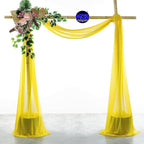 MDS Halloween Chiffon Draping Fabric - 2 Panel, 30" Wide x 75ft Long - Sheer Spooky Arbor & Canopy Drapery for Haunted House Backdrops, Party Ceilings, DIY Costumes & Themed Events - Yellow