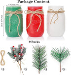 CNVOILA Christmas Centerpiece 3PC Set: Mason Jars, Table Decorations, Home & Coffee Table Decor