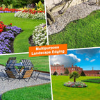 Garden Edging - 100 Feet Plastic Landscaping Edging Border with 93 Pack Spikes Apply to Flower Beds/Grass Lawn/Yard (1.57Inches Tall, Grey)