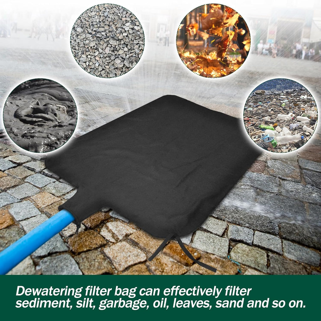 3 x 4ft Dewatering Bags with Drawstring Extra Large Dewatering Filter Bag Silt Oil Sludge Sediment Filter Bag Non Woven Geotextile Fabric Filter Bags for Construction Sites Dredging