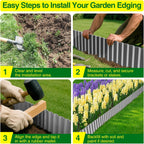 MIXC Corrugated Metal Garden Edging, Landscape Border for Lawn, Flower Bed & Paver (Silver, 8 Inch × 25FT)