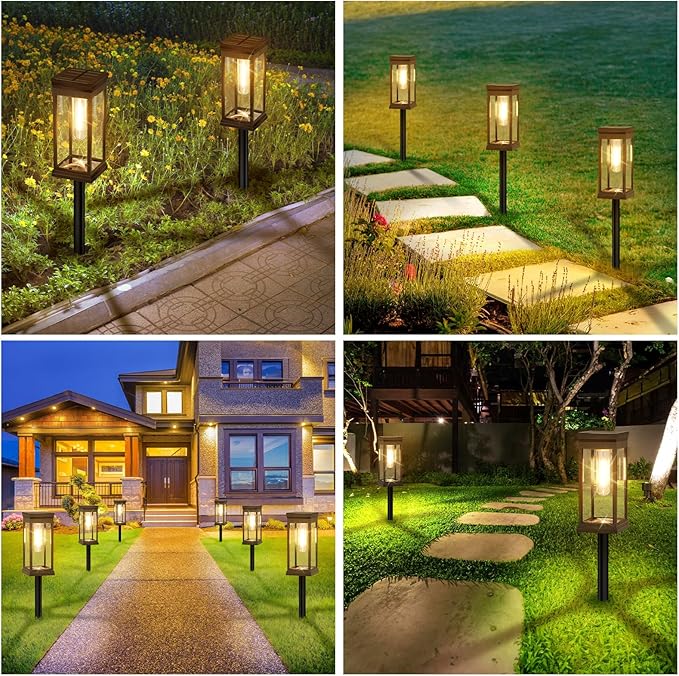 BesLowe 【Upgraded】 Solar Pathway Lights Outdoor, 6-Pack Large LED Solar Light Outdoor Waterproof, Super Bright Outside Lights for Yard, Sun-Powered Landscape Lighting for Garden Walkway, Warm White
