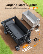 Dual Motor Electric Utility Wagon Cart–330 lb Load, 180 L Foldable Beach Wagon with Remote, 4-Speed, All-Terrain Wheels for Camping, Beach, Garden & Shopping, Black