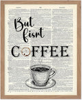 Poster Master Dictionary Art Poster - But First Coffee Print - Cafe Art - Gift for Men, Women, Coffee Lovers & Barista - Funny Decor for Kitchen, Restaurant or Dining Room, 16x20 Beige Framed