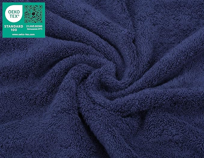 American Soft Linen Luxury Washcloths for Bathroom, 600 GSM 100% Cotton 4 Piece Turkish Wash Cloth Set, 13x13 in Soft Rags for Body and Face, Navy Blue Washcloths
