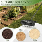 VINGLI Rolling Lawn Aerator with T-Shaped Handle, 17 inch Manual Aerator Tool, Lawn Aerator Spike Tool with 36 Spikes for Garden Yard Soil Health Maintaining, Black