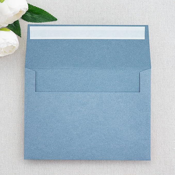 PONATIA 50 Pieces 5x7 Envelopes, Dusty Blue A7 Envelopes Self Seal for Weddings, Invitation Cards, Photos, Postcards, Greeting Cards Mailing, Baby Shower, Graduation, Christmas Gift Cards