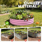 Pattiumo Galvanized Raised Garden Bed 4×4×1 FT, Round Metal Raised Garden Bed Outdoor Planter Box with Open Bottom, Rust-Resistant Steel Garden Bed for Vegetables Herbs Flowers, Easy Assembly