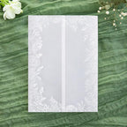 PONATIA 50PCS White Vellum Jackets for 5x7 Invitation Cards- 135GSM White Foil Print Flowers Sleeves, Vellum Paper 5x7 Wraps - Transparent Christmas Gift Cards Jackets