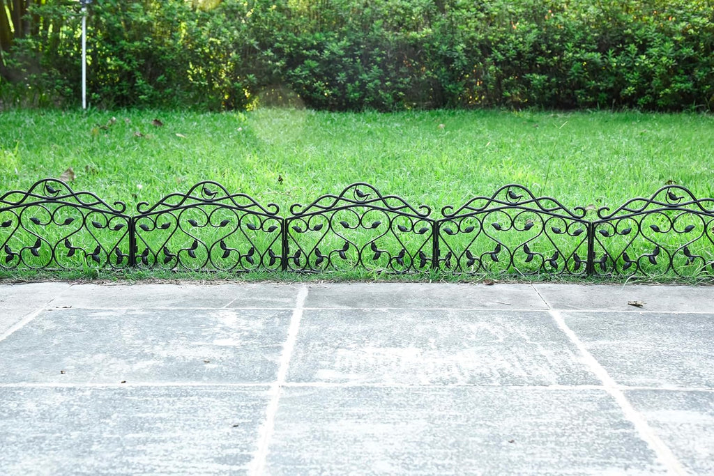 Evelyne Decorative Garden Border Edging: Faux Wrought Iron Leaf & Bird Design