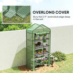 Outsunny 5 Tier Mini Greenhouse, 76" x 35.4" x 19.3" Small Portable Greenhouse with Reinforced PE Cover, Roll-Up Zippered Door, for Indoor Outdoor Garden Yard Backyard, Green