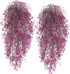 RECUTMS Artificial Hanging Plants Fake Hanging Vines Boston Fern Greenery Hanging Wall Plants for Home Room Garden Wedding Outside Decoration (Fuchsia 4P)