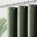 Green Stall Shower Curtain Waffle Weave Fabric, Luxury Waterproof 256GSM Heavy Duty Camper Shower Curtain for Travel Trailers with 6 Metal Hooks, 36Wx72H Sage Green