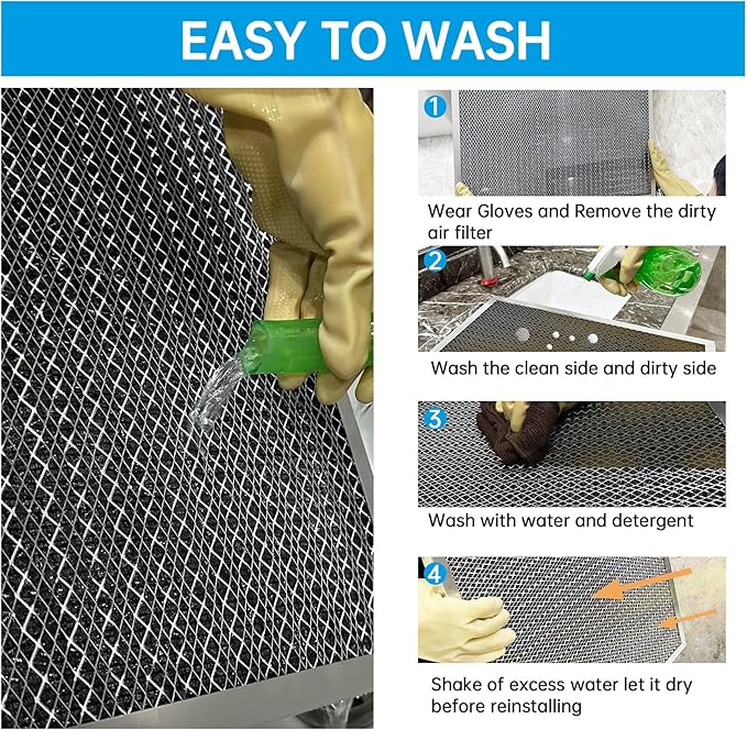 UBeesize 20x25x4 Air Filter HVAC AC Furnace Filter,Reusable Washable, Lasts a Lifetime,Permanent Electrostatic Filter,for Honeywell,White Rodger, and More(Actual Size:19.37x24.37x3.58Inch)