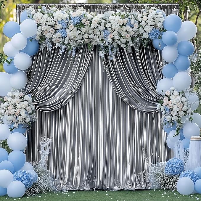 30x10 ft Wrinkle Free Black Silver Sequin Backdrop Curtain for Parties,Thick Not Fall Glitter Wedding Backdrop Drapes,6 Panels 5x10ft Shimmer Photo Back Drop Cloth for Birthday Photography Background