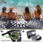 Wallona Outdoor Rugs 5x8 ft Patio Waterproof Clearance Indoor Outdoor Carpet for Patio Plastic Straw Reversible Area Rugs Mat for RV, Camping, Balcony, Beach, Picnic, Porch, Flower Blue & White