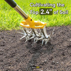 BlumeTrec Rotary Cultivator Garden Tool with Extra-Large Tines, 74-Inch Long Handle Manual Tiller Cultivator, Heavy-Duty Rotary Hand Tiller for Soil Mixing, Reseeding Grass, Gardening, Lawn Care