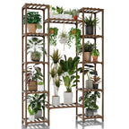 GENTINGBRO Plant Stand Indoor Outdoor 62.2“ Tall Plant Shelf Large Tiered Flower Stands for Multiple Display Wood Hanging Planter Holder for Living Room Garden Balcony Patio Decor