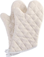 Terry Cloth Oven Mitts Heat Resistant to 482° F 15 Inch 100% Cotton Set of 2