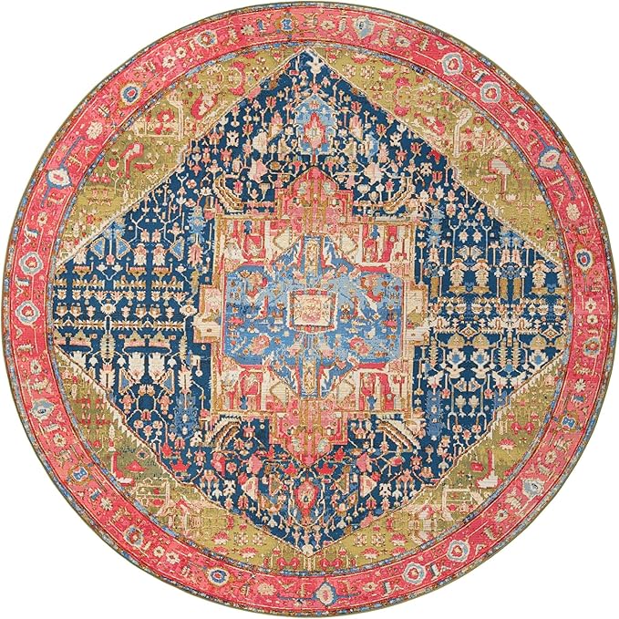Unique Loom Outdoor Traditional Collection Area Rug - Limon (10' Round Multi/Red)
