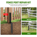 One-Piece Fence Post Repair Kit，Heavy Duty Steel Fence Post Anchor Ground Spike ，Quick Fix Broken/Leaning Wood Posts with，and Fixed Fence Posts（2-Pack）