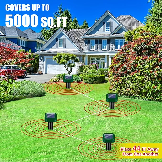 2026 New Mole Repellent Solar Powered, IP65 Waterproof Ultrasonic Gopher Repellent Snake Repellent for Yard Lawn Garden, Groundhog Vole Chipmunk Armadillo Squirrel Rodent Deterrent Stakes,8 Pack
